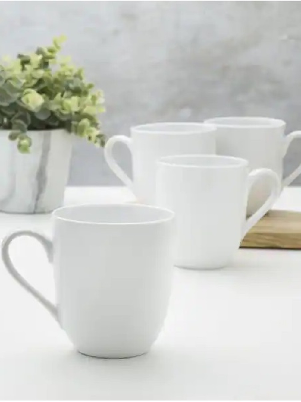 White Porcelain Mug Set — 4-Piece Everyday White Coffee Mugs